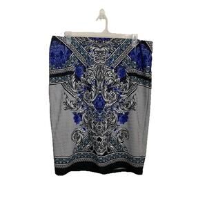 Womens Pull On Skirt Blue And White Office Going Out Skirt Casual